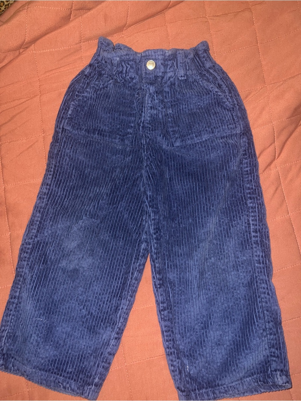 Zara Blue Corduroy Paperbag Waist Kids Pants